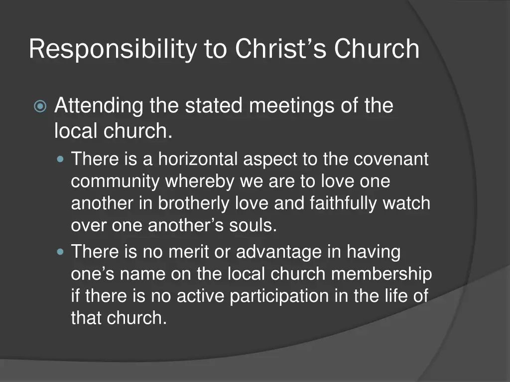 responsibility to christ s church 1