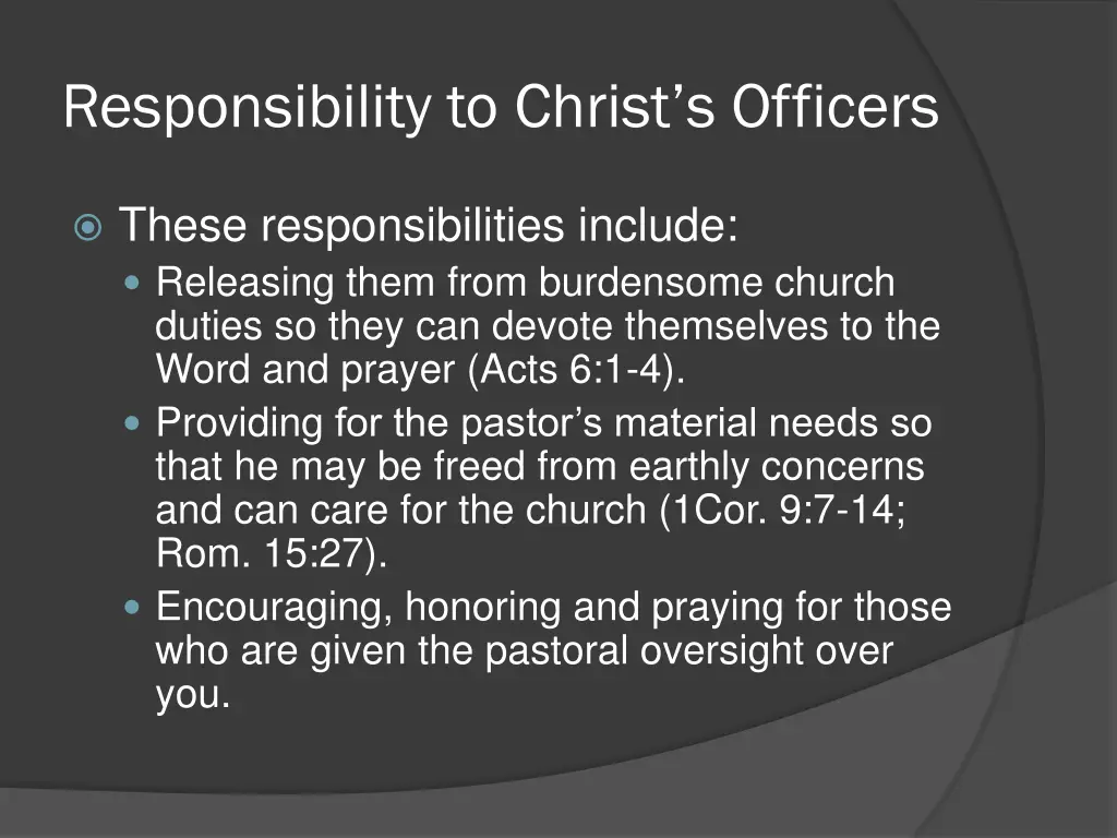 responsibility to christ s officers 1