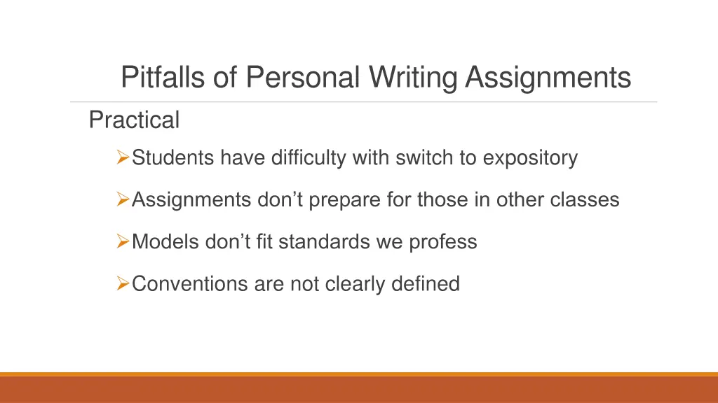 pitfalls of personal writing assignments practical