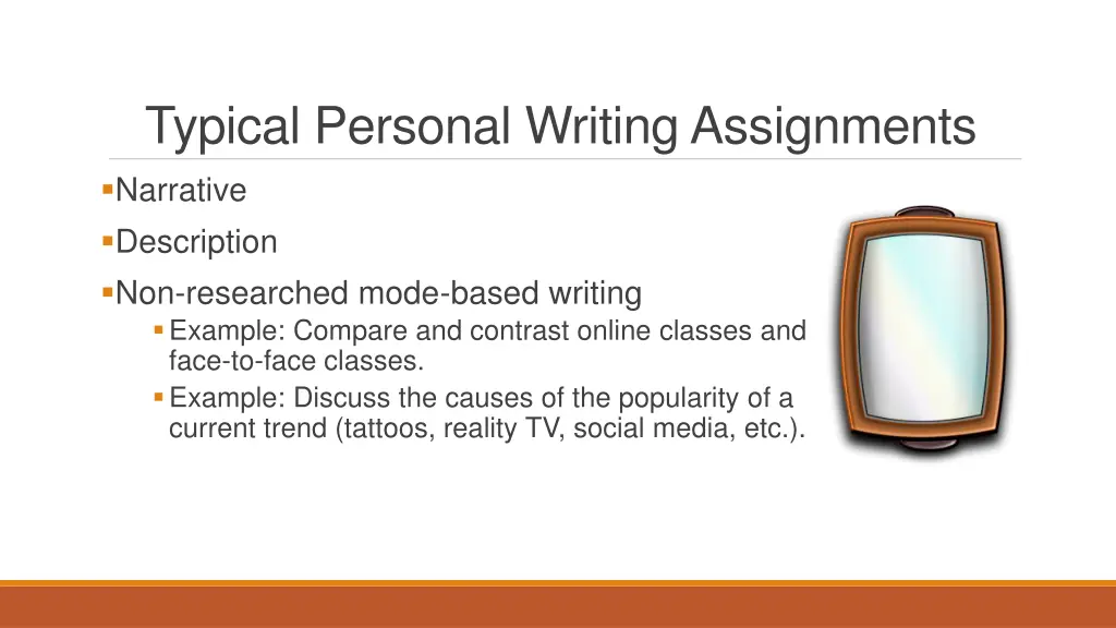 typical personal writing assignments narrative