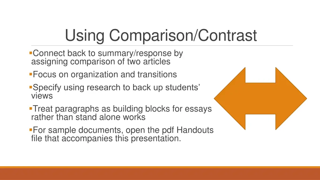 using comparison contrast connect back to summary