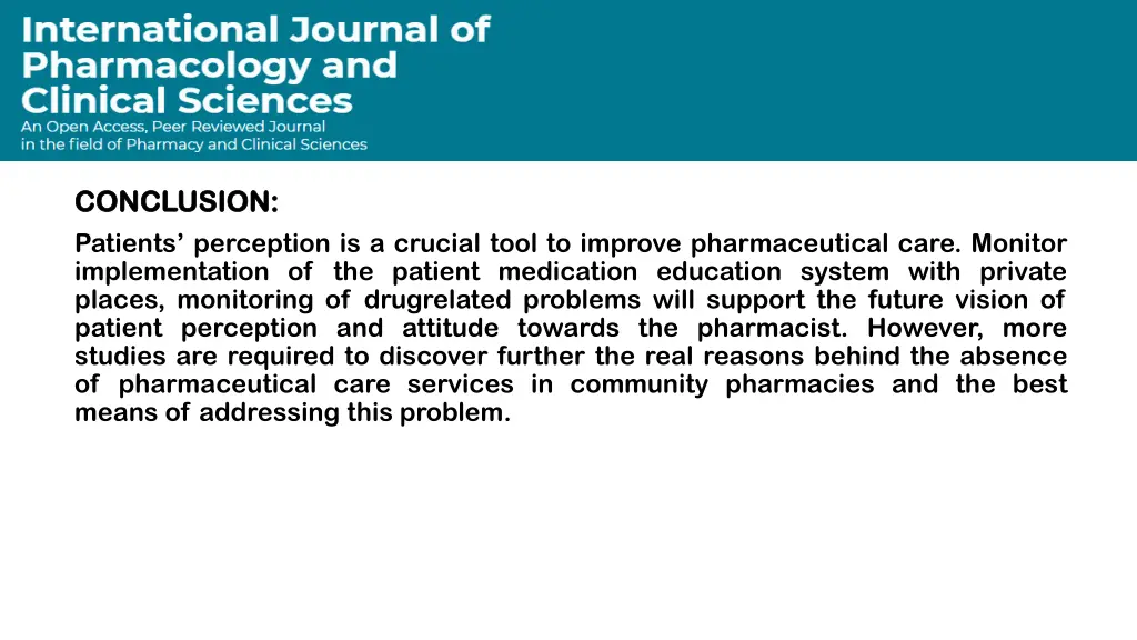 conclusion conclusion patients perception