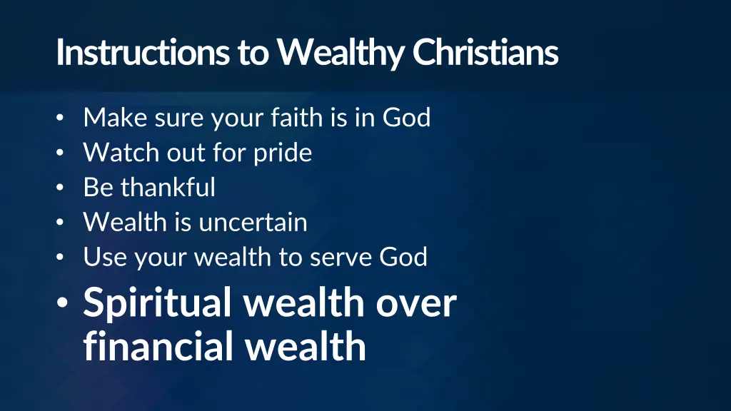 instructions to wealthy christians 5