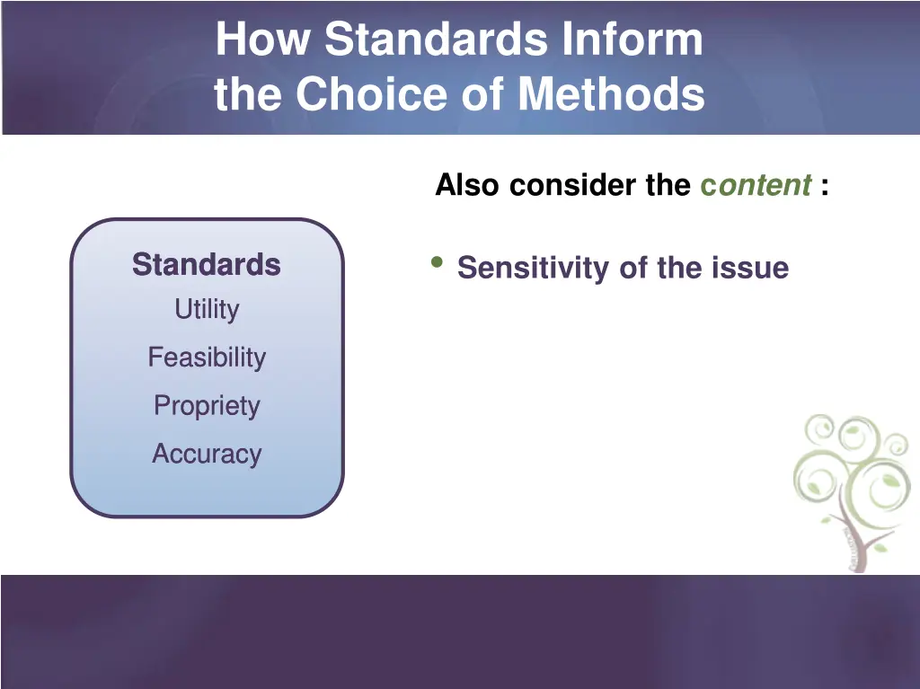 how standards inform the choice of methods 1