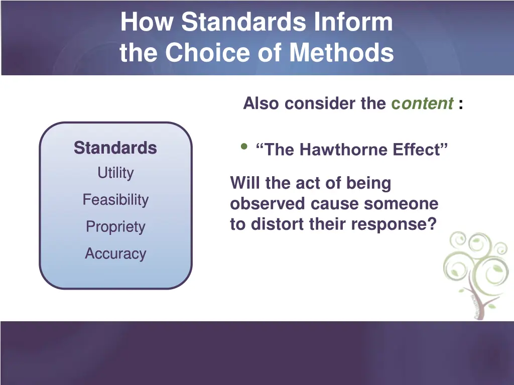 how standards inform the choice of methods 2