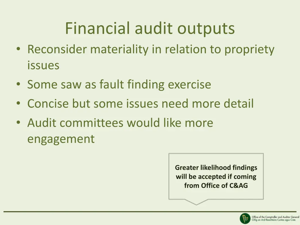 financial audit outputs reconsider materiality