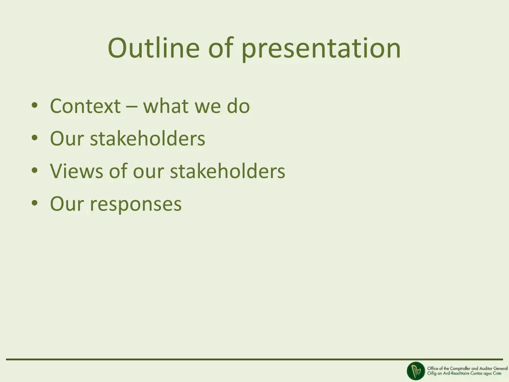 outline of presentation