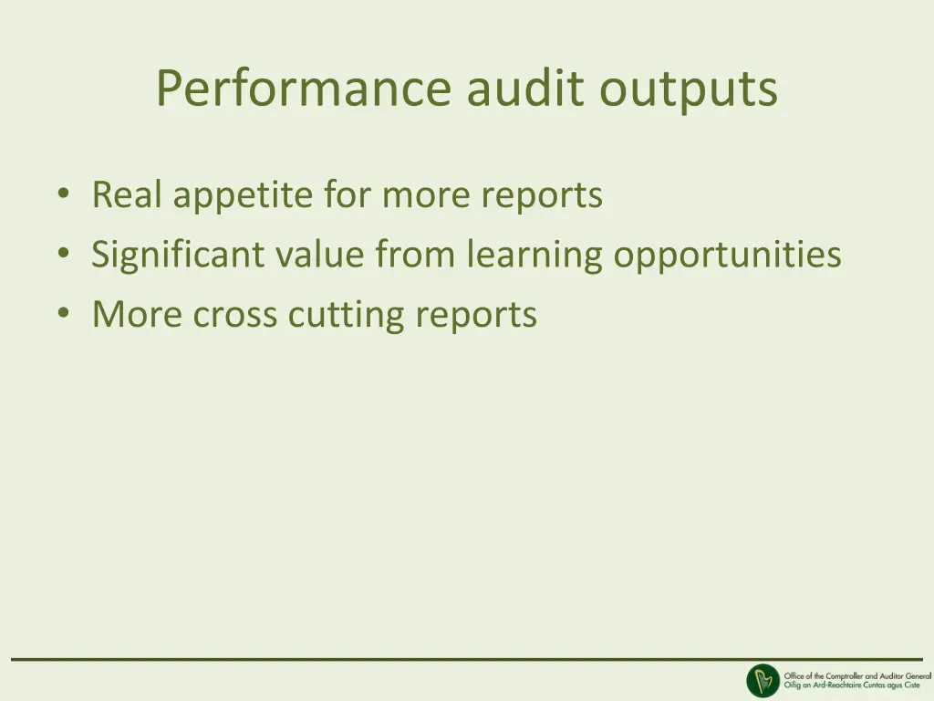 performance audit outputs