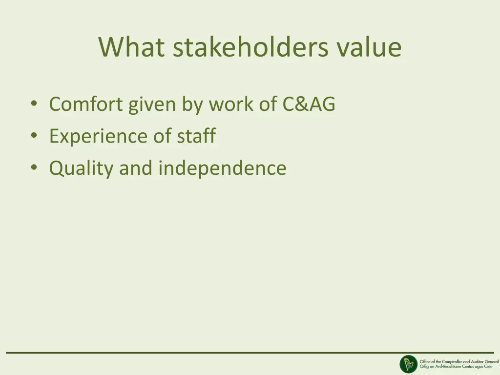 what stakeholders value