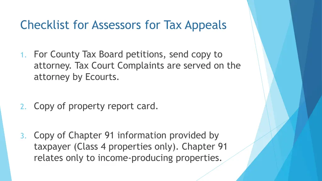 checklist for assessors for tax appeals 1