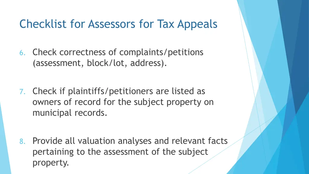 checklist for assessors for tax appeals 3