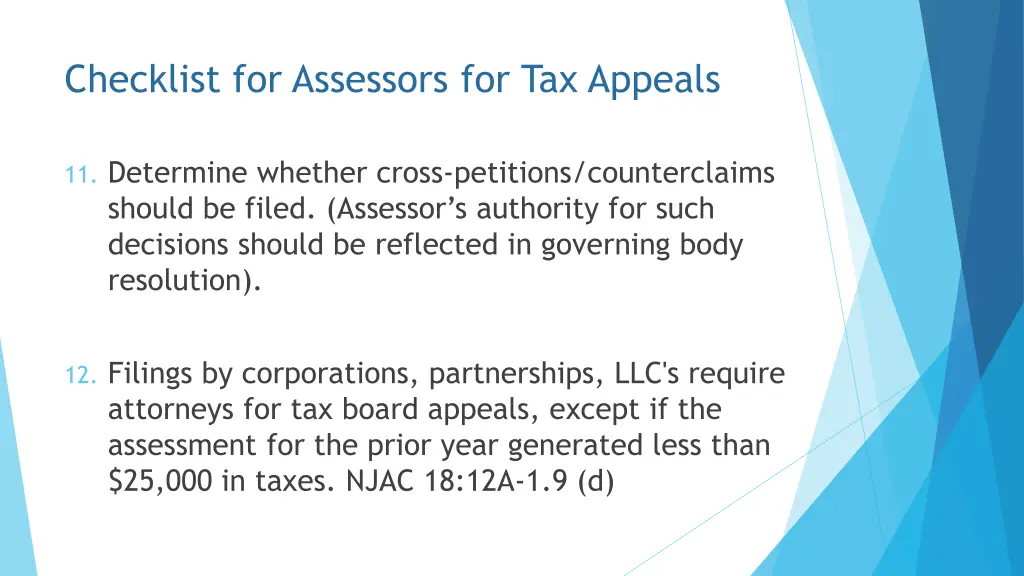 checklist for assessors for tax appeals 5