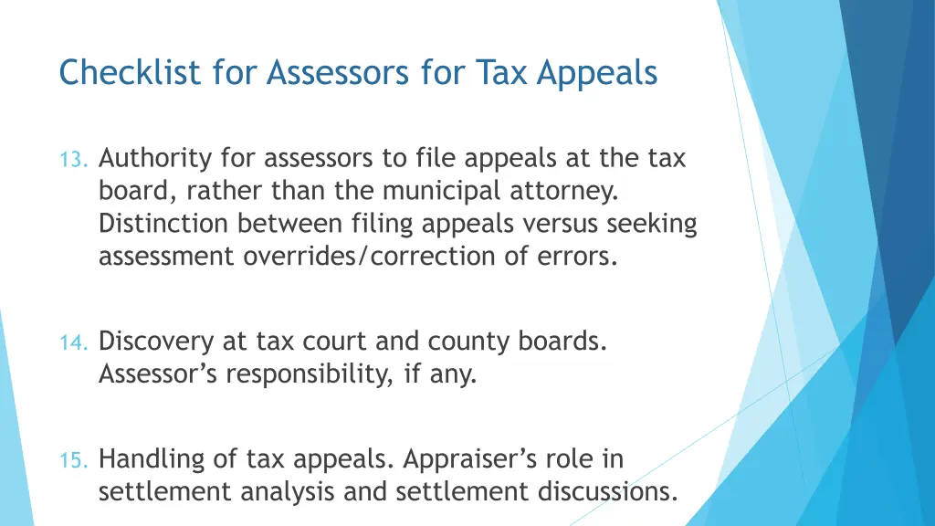 checklist for assessors for tax appeals 6