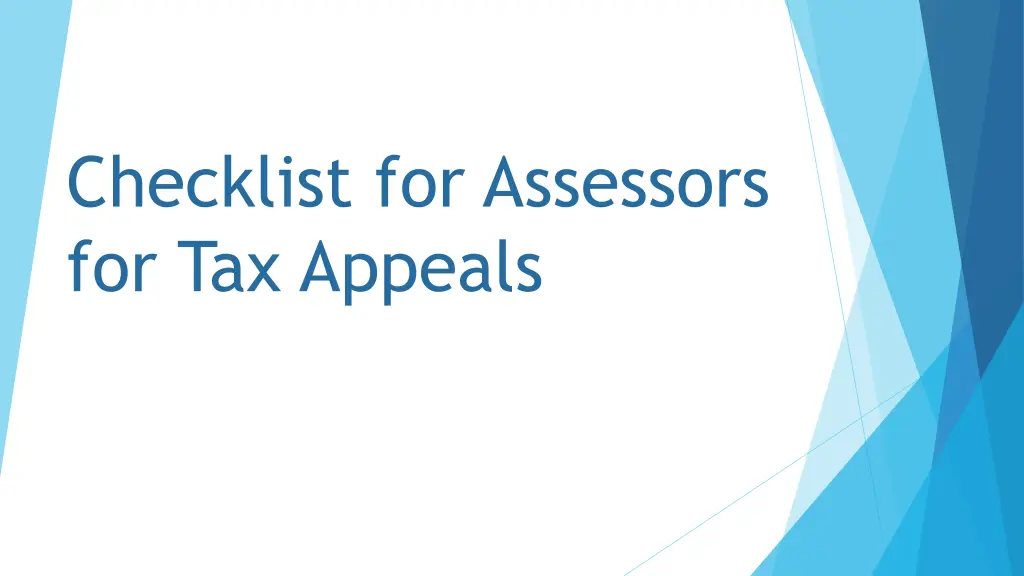 checklist for assessors for tax appeals