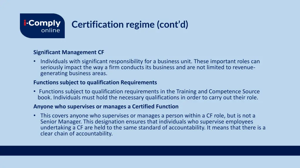 certification regime cont d