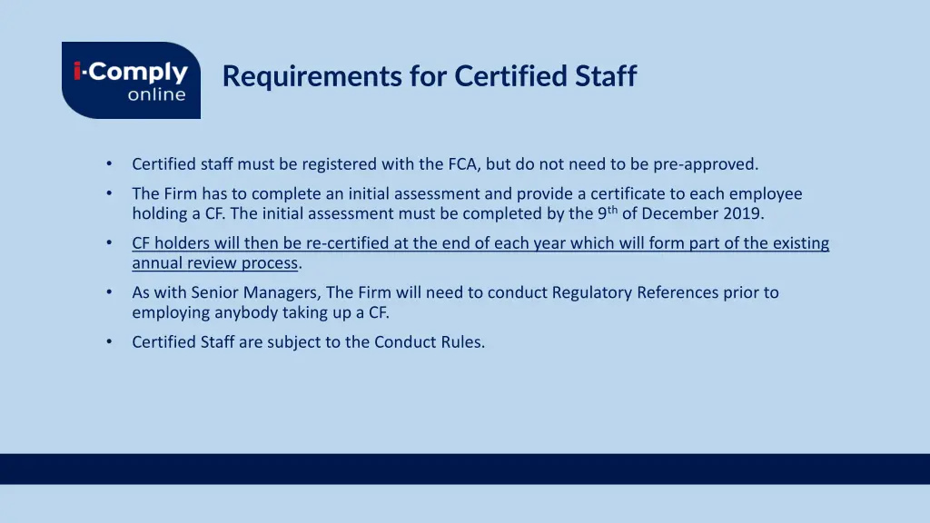 requirements for certified staff