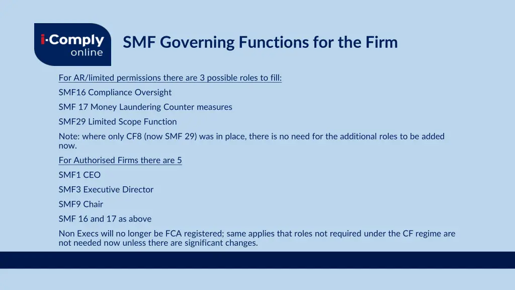 smf governing functions for the firm