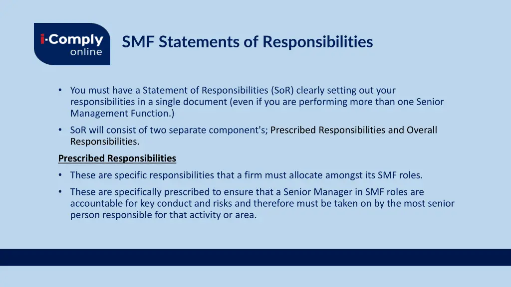 smf statements of responsibilities
