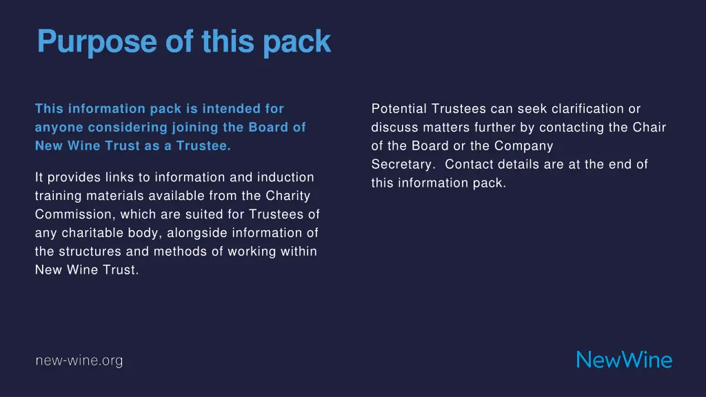 purpose of this pack