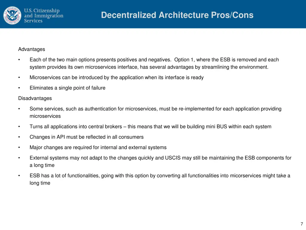 decentralized architecture pros cons
