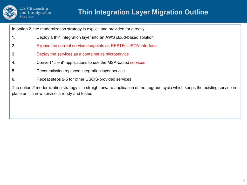 thin integration layer migration outline