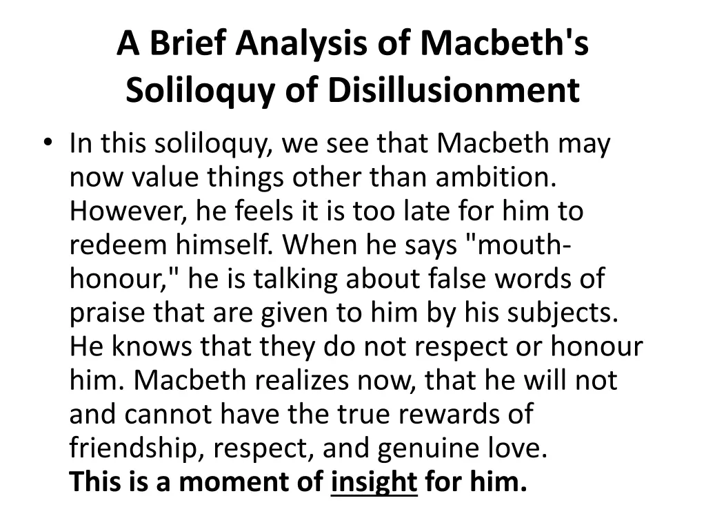 a brief analysis of macbeth s soliloquy