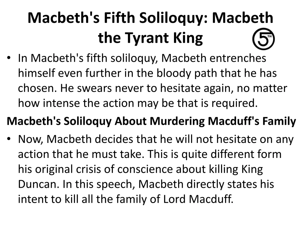 macbeth s fifth soliloquy macbeth the tyrant king