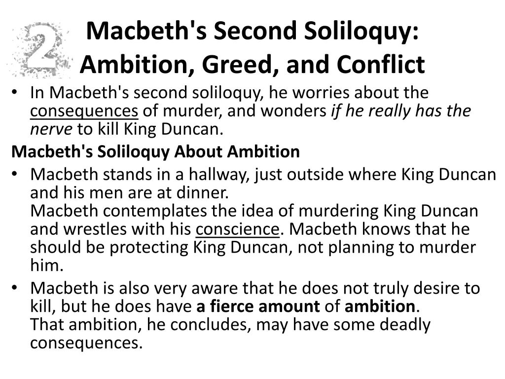 macbeth s second soliloquy ambition greed