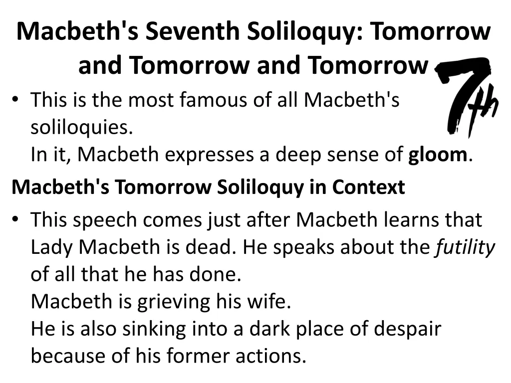 macbeth s seventh soliloquy tomorrow and tomorrow