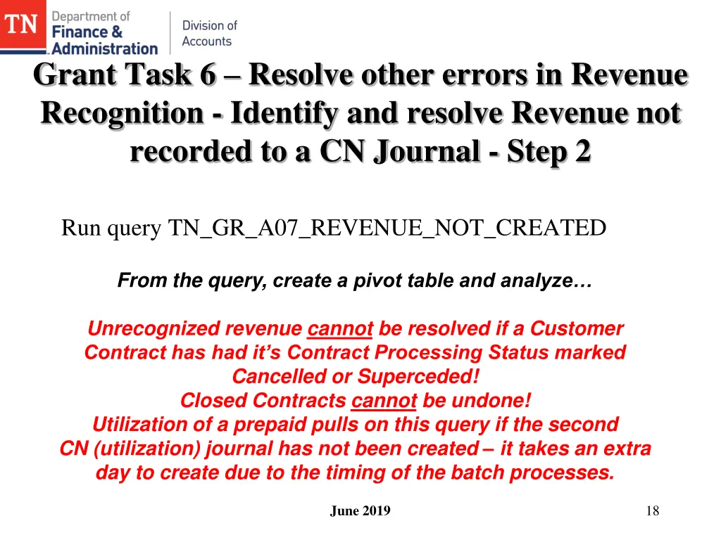 grant task 6 resolve other errors in revenue