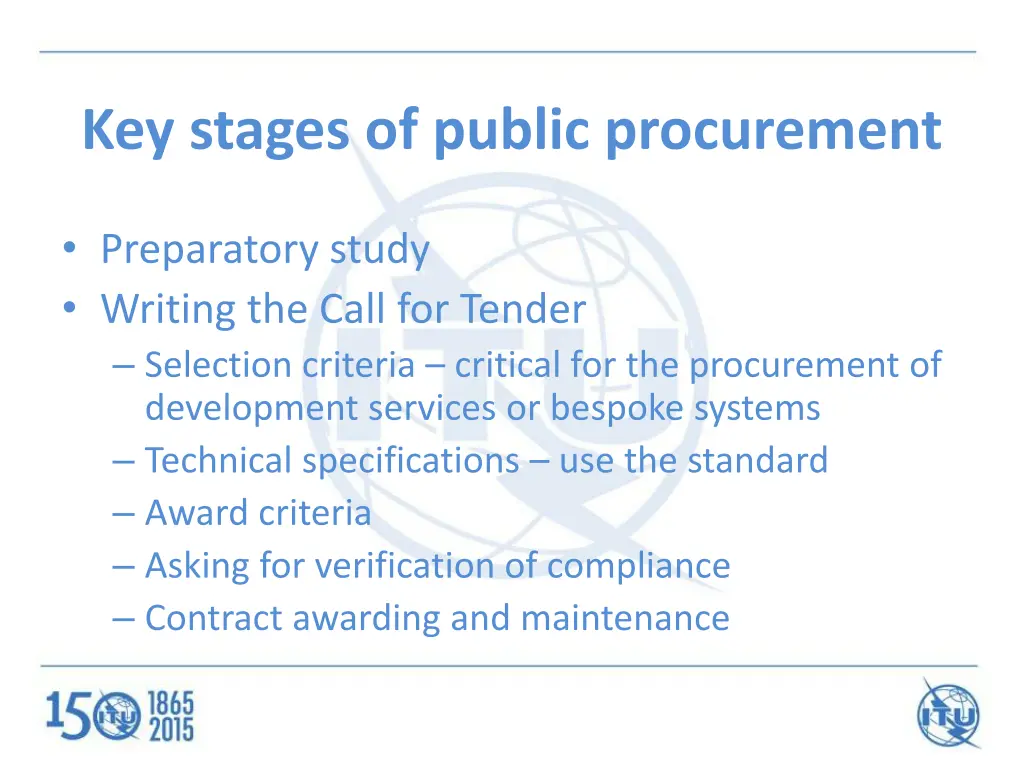 key stages of public procurement