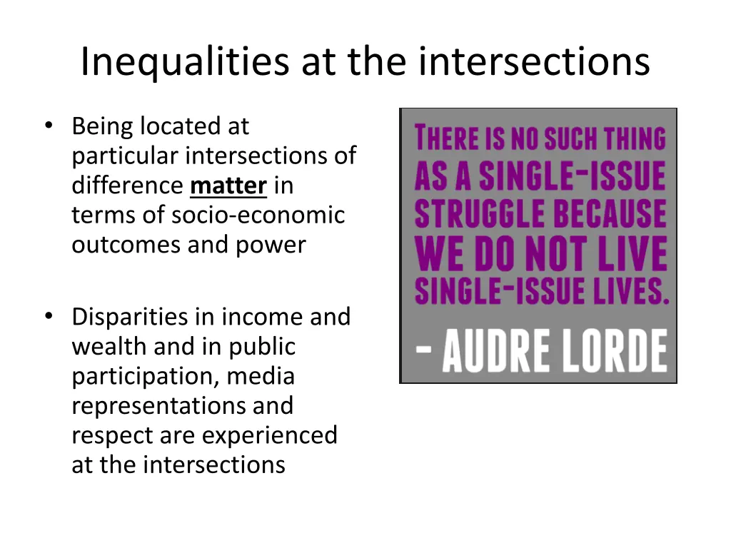 inequalities at the intersections