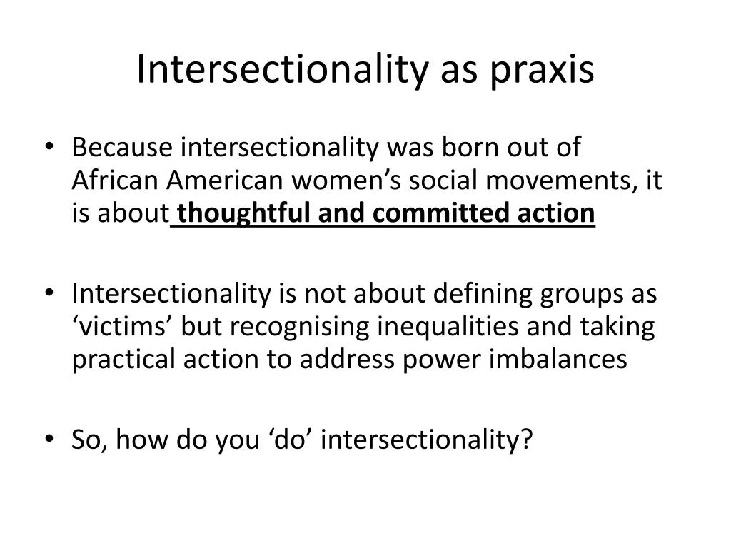 intersectionality as praxis