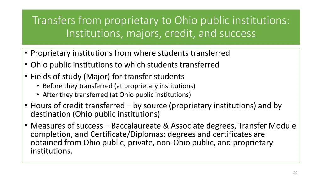transfers from proprietary to ohio public