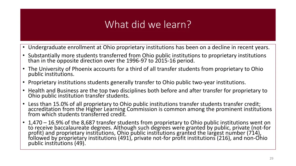 what did we learn