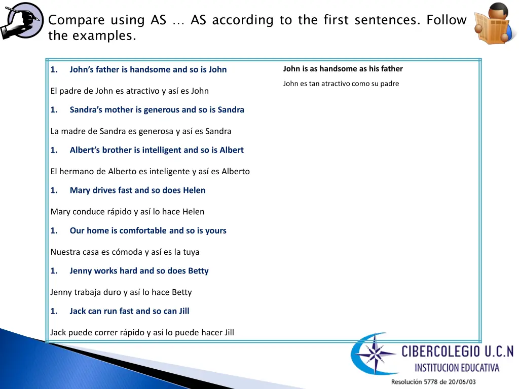 compare using as as according to the first