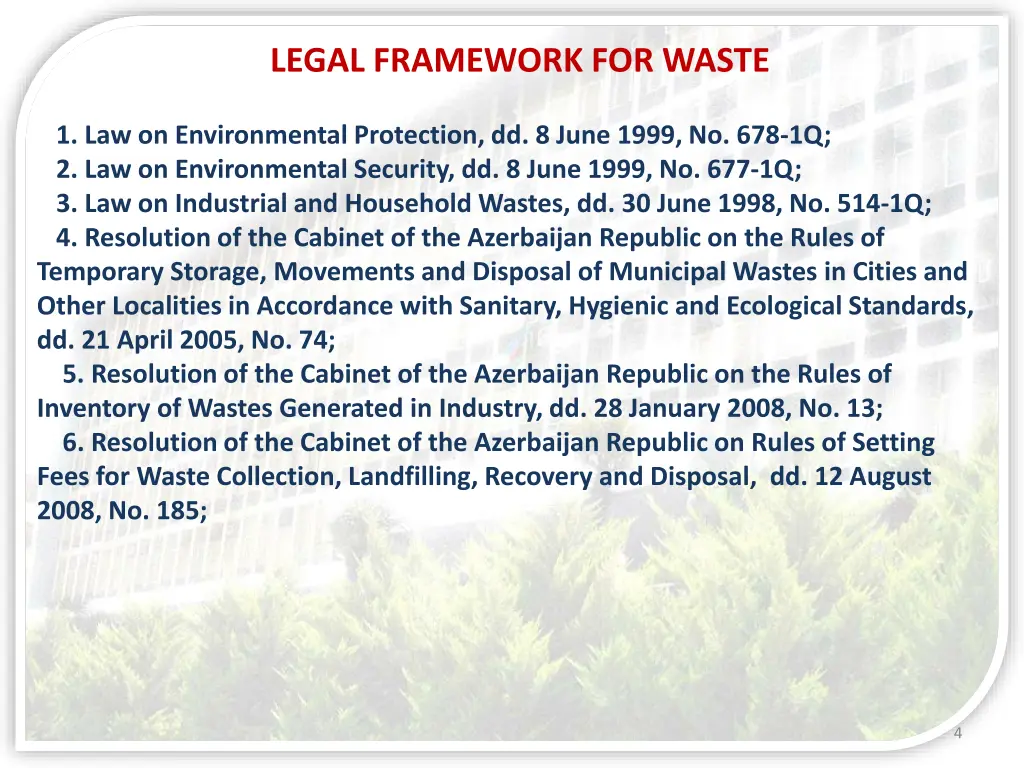legal framework for waste