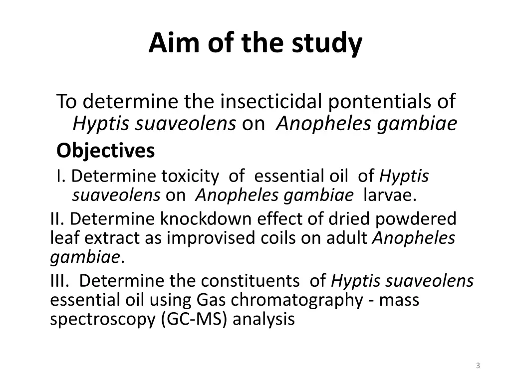 aim of the study