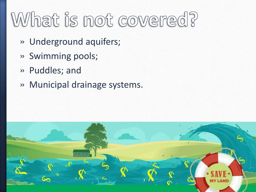 what is not covered underground aquifers swimming