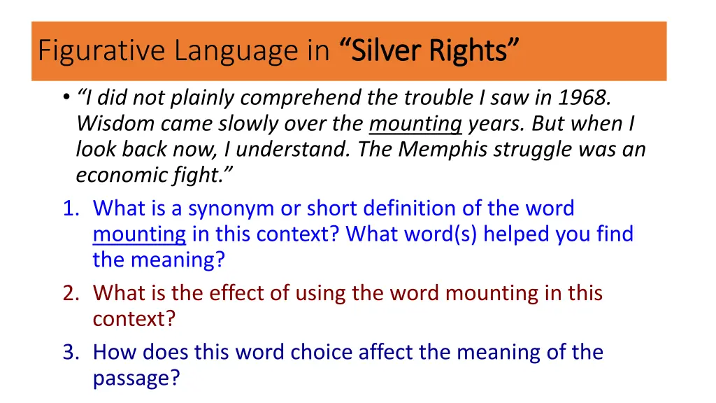 figurative language in silver rights