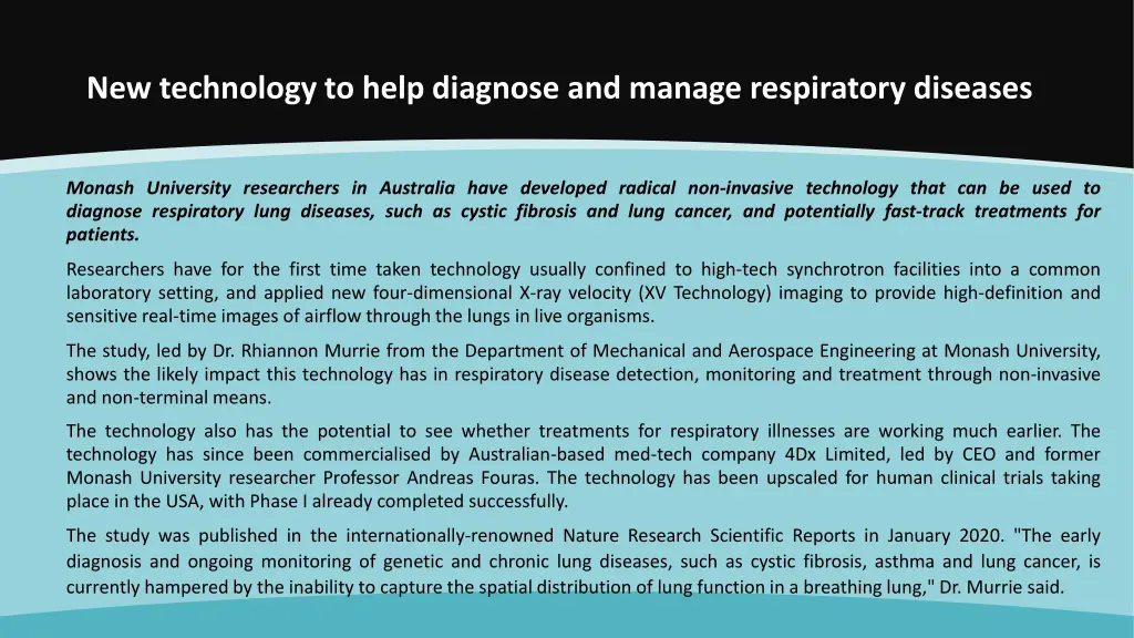 new technology to help diagnose and manage