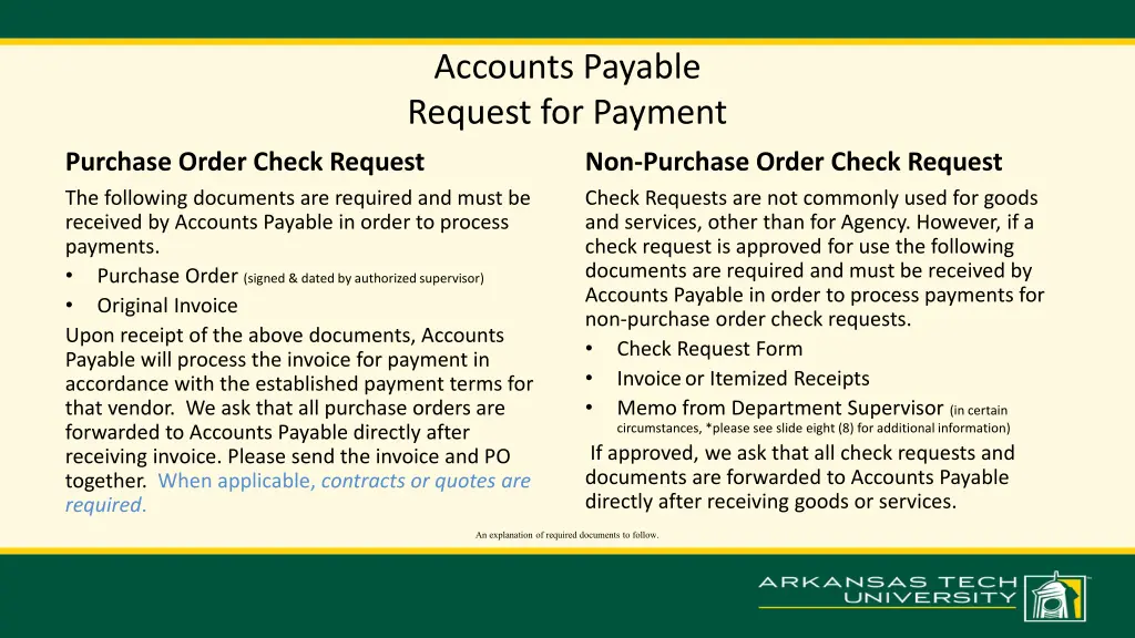 accounts payable request for payment