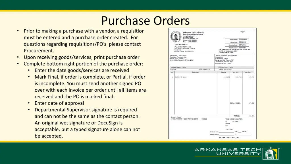 purchase orders