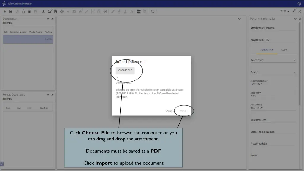 click choose file to browse the computer