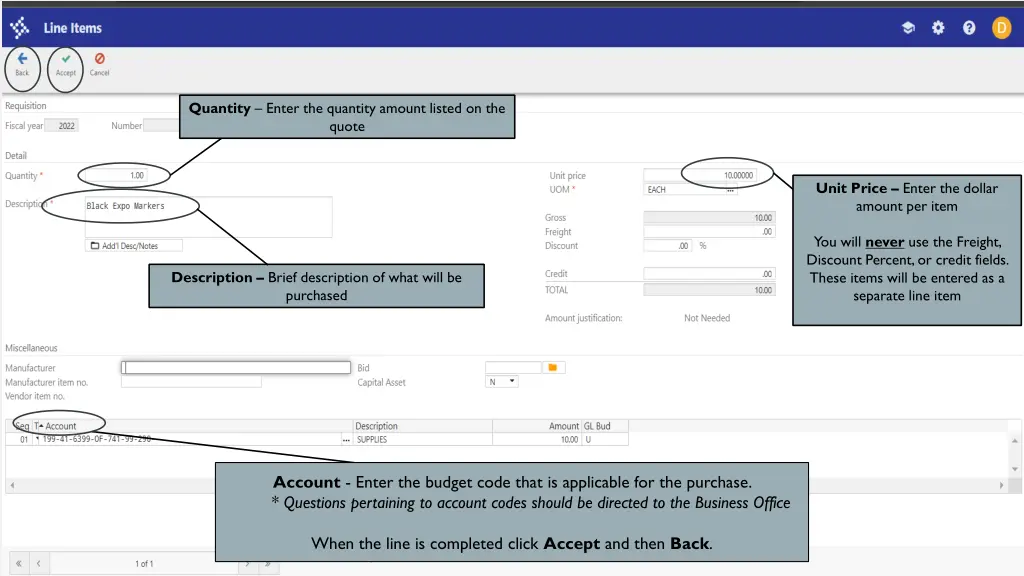 quantity enter the quantity amount listed
