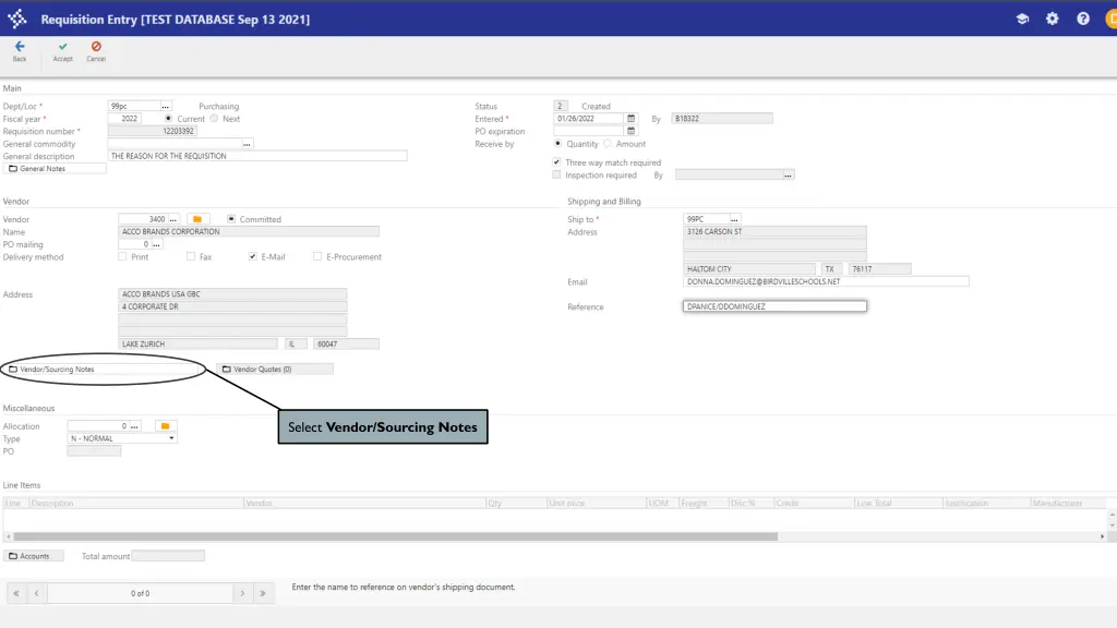 select vendor sourcing notes