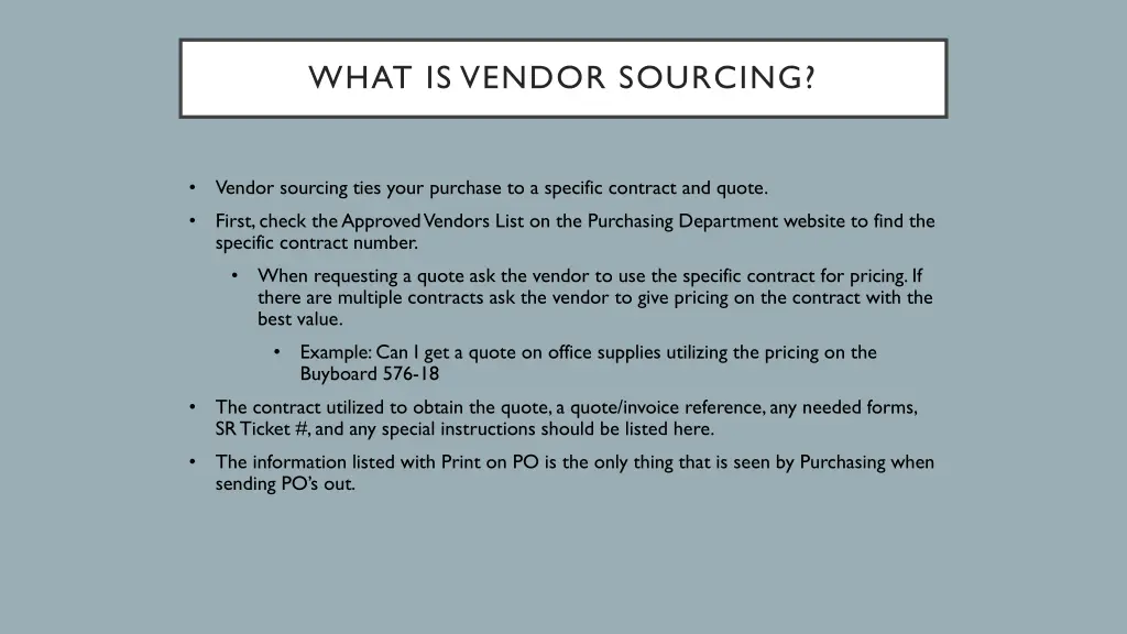 what is vendor sourcing