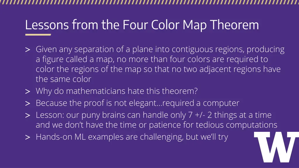 lessons from the four color map theorem