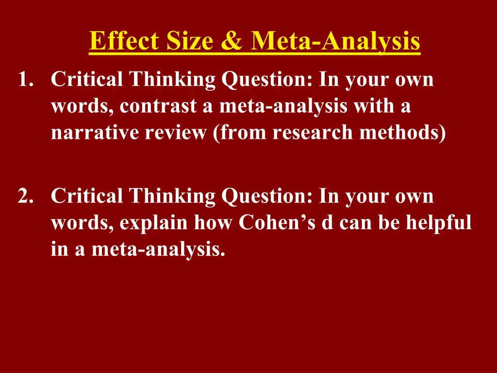 effect size meta analysis 1 critical thinking