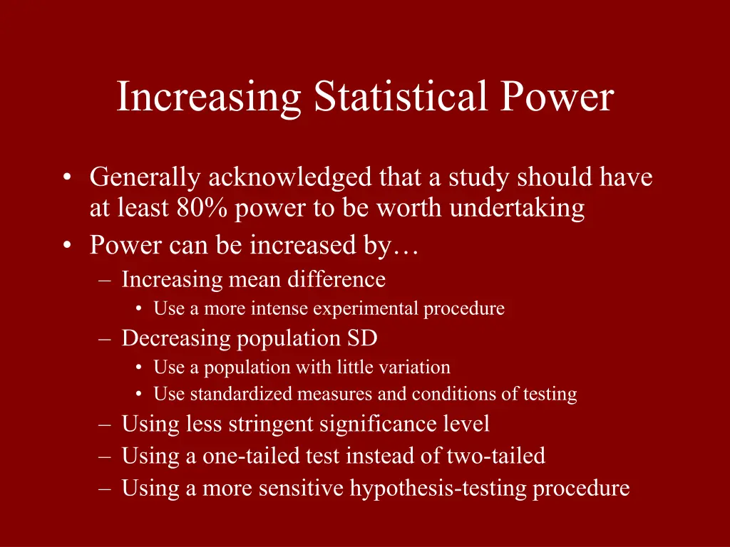 increasing statistical power